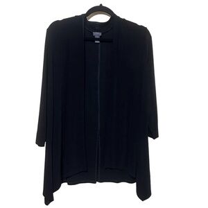 Chico’s Travelers Toggle Back Open Front Slinky Cardigan Women L Black